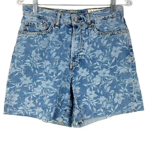 Rag & Bone NWT Maya High Rise 6" Shorts Laser Floral Size 26 Cutoff Raw Hem - Picture 2 of 10